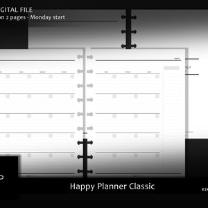 Undated Monthly Planner | Happy Planner Classic Printable Inserts | MO2P Layout Template | Lined boxes and Notes | Digital Download (M1003)