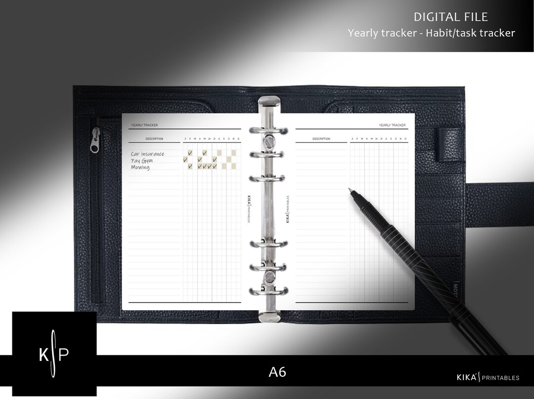 A6 Yearly Habit Tracker | A6 Printable Planner Inserts | Routine ...
