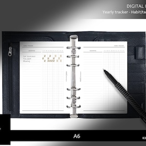 A6 Yearly Habit Tracker | A6 Printable Planner Inserts | Routine Tracker template PDF | A6 Yearly calendar | Digital Download - Y1013