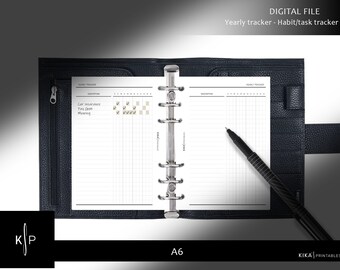 A6サイズ 年間習慣トラッカー（印刷可能）｜ルーティンカレンダー（デジタルダウンロード） - Y1013