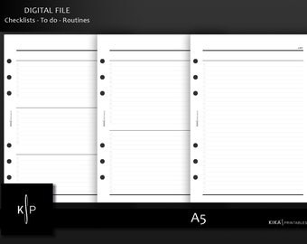 A5 printable - Minimal To Do list planner inserts | 3 different options, checklists | Printable Planner, A5 Agenda - Instant Download (N003)