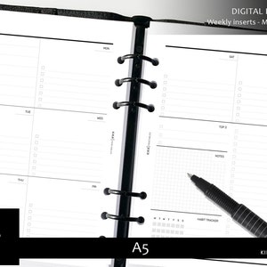 A5 druckbar - Minimale Wochenplanereinsätze | Woche auf 2 Seiten Vertikal WO2PH | Druckbare Planer Einlagen, A5 Agenda - Sofort Download