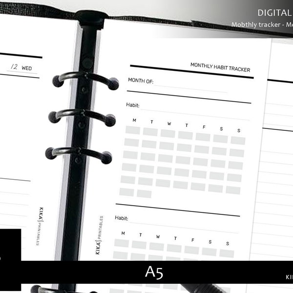 Inserto planner mensile tracker - Routine mensile stampabile A5 - Inserti planner stampabili A5 - Elenchi tracker agenda A5 - Pdf digitale (OT006)