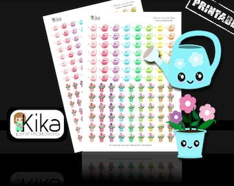 Printable stickers | Kawaii gardening planner sticker | Watering pots Stickers for Erin Condren, Filofax, KiKi K, MAMBI | Instant Download