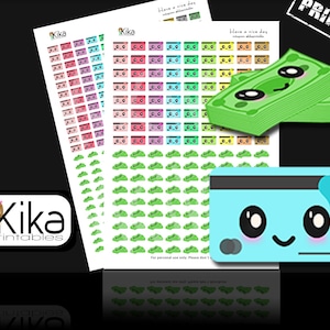 Druckbare Aufkleber | Kawaii Geldschein Aufkleber für Erin Condren, Filofax, KiKi K, MAMBI | Sofort Download