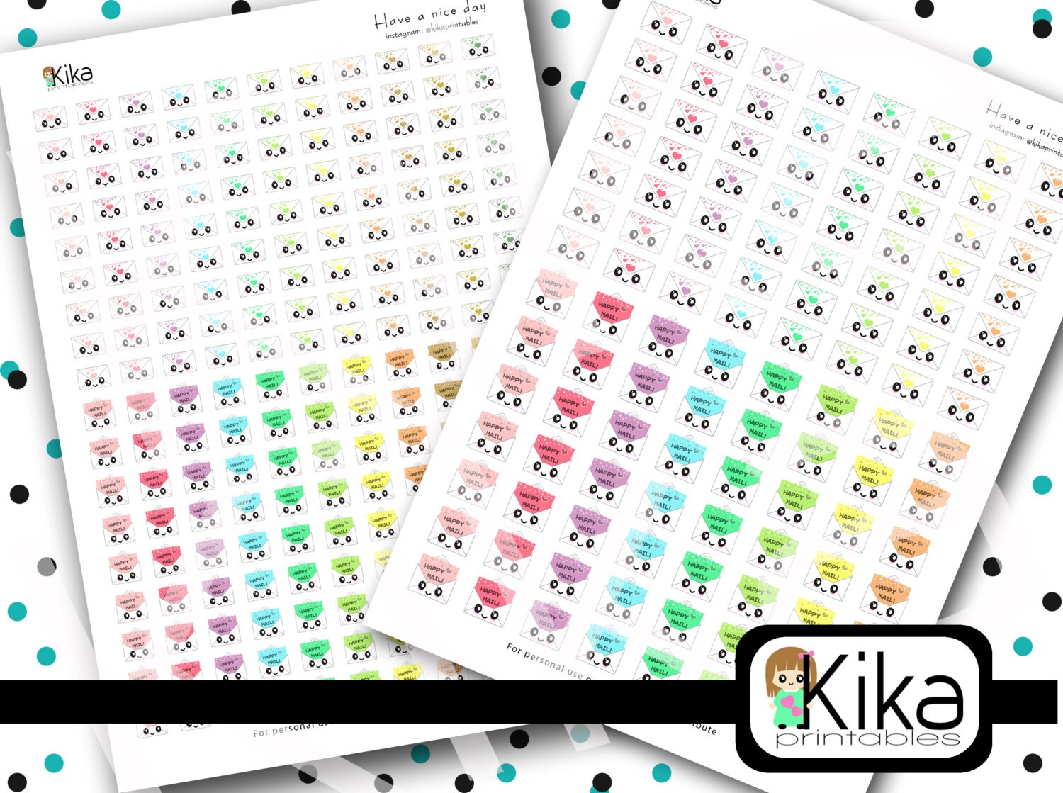 Printable Stickers Happy Mail Planner Sticker Kawaii Mail Reminder ...
