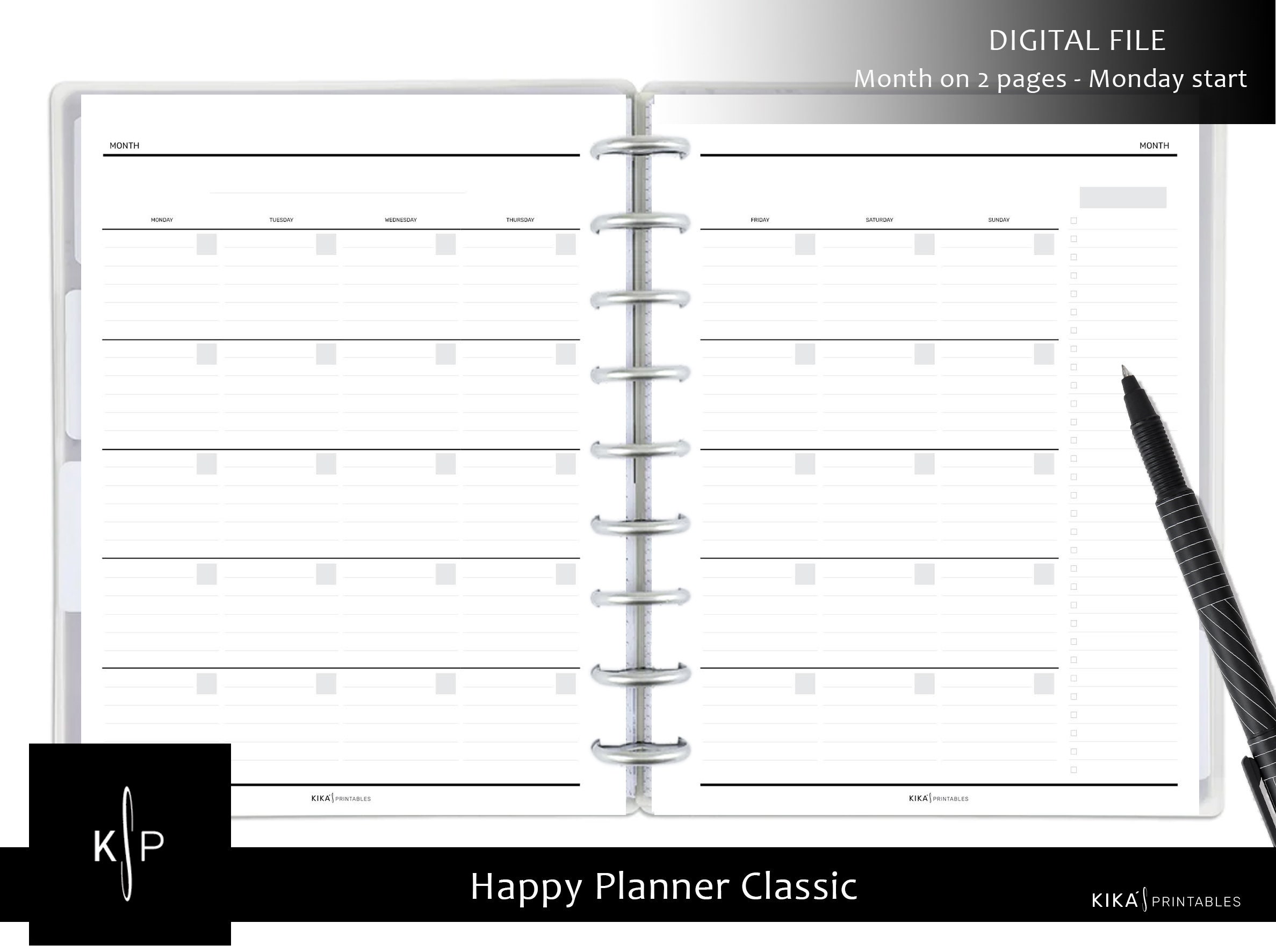 Undated Monthly Planner | Happy Planner Classic Printable Inserts ...