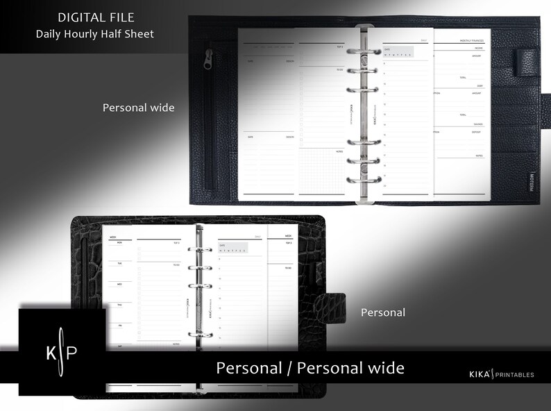 Printable Daily Planner Inserts | Personal / Personal Wide Size Half ...