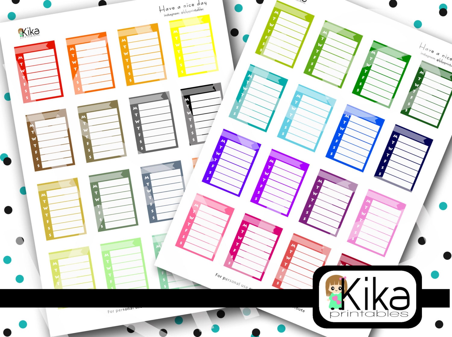 Printable Stickers | Weekly Sidebar Planner Sticker| Sidebar Tracker ...