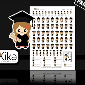 Graduation Planner Stickers PRINTABLE | Kawaii stickers for Filofax, Erin Condren, Kikki K, MAMBI or any other planner | Instant Download