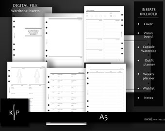 A5 Wardrobe Planner Inserts | Capsule Outfit Planning (Digital Download) - OT008