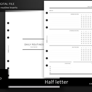 Daily, weekly routines Printable planner inserts, US Half letter routine template, Weekly checklist routine tracker -Digital download- OT201