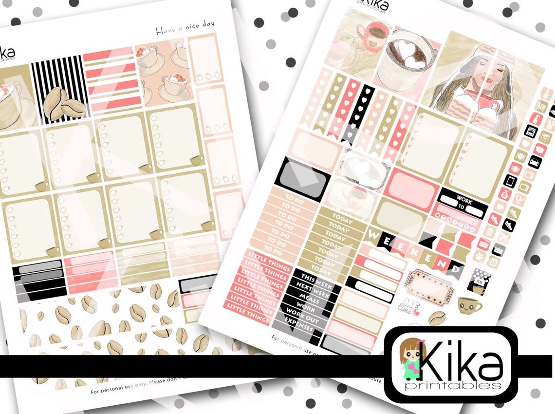 Cosy Coffee Planner Stickers Kit | PRINTABLE | Erin Condren Weekly ...