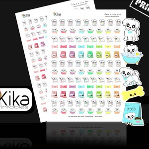 Printable stickers | Kawaii dog bath/food planner sticker | Puppy pet dog walk Stickers for Erin Condren, Filofax, KiKi K | Instant Download