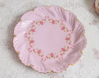 Vintage plate porcelain dish pink porcelain Slavic porcelain pink dish set HC vintage dessert dish rose porcelain vintage porcelain dish