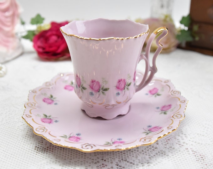 Vintage tea cup set floral porcelain Slav porcelain pink tea cup set no stamp tea cups rose porcelain vintage tea set vintage cup and saucer