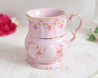 Gifts for her, Pretty mug, Porcelain mug, Gift for woman, Coffee mug, Floral mug, Pink mug with 24k gold, Porcelain mug, Gift mug for her