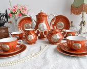 Tea set vintage porcelain tea set Oscar Schlegelmilch tea cup set vintage porcelain teacup pot milk sugar dessert dish teacup and saucer