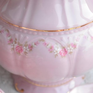 Juego de té vintage con flores y decoración dorada, juego de té de porcelana con tetera, juego de servicio de té antiguo para 6, juego de té de oro de 24 quilates imagen 5