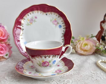 Tea cup and saucer hand painted vintage porcelain coffee cup tea cup Cmielow Poland porcelain tea cup and saucer