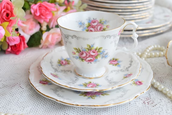 Tazza da tè inglese set di tazze da tè floreali Royal Albert Tranquility  Trio di tazze da tè inglesi tazza da tè in porcellana inglese bone china -   Italia