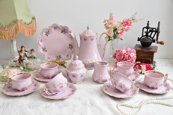 Juego de té vintage porcelana eslava porcelana rosa juego de tazas de té  HCH tazas de té porcelana rosa juego de té vintage platillo de taza de té  vintage -  México