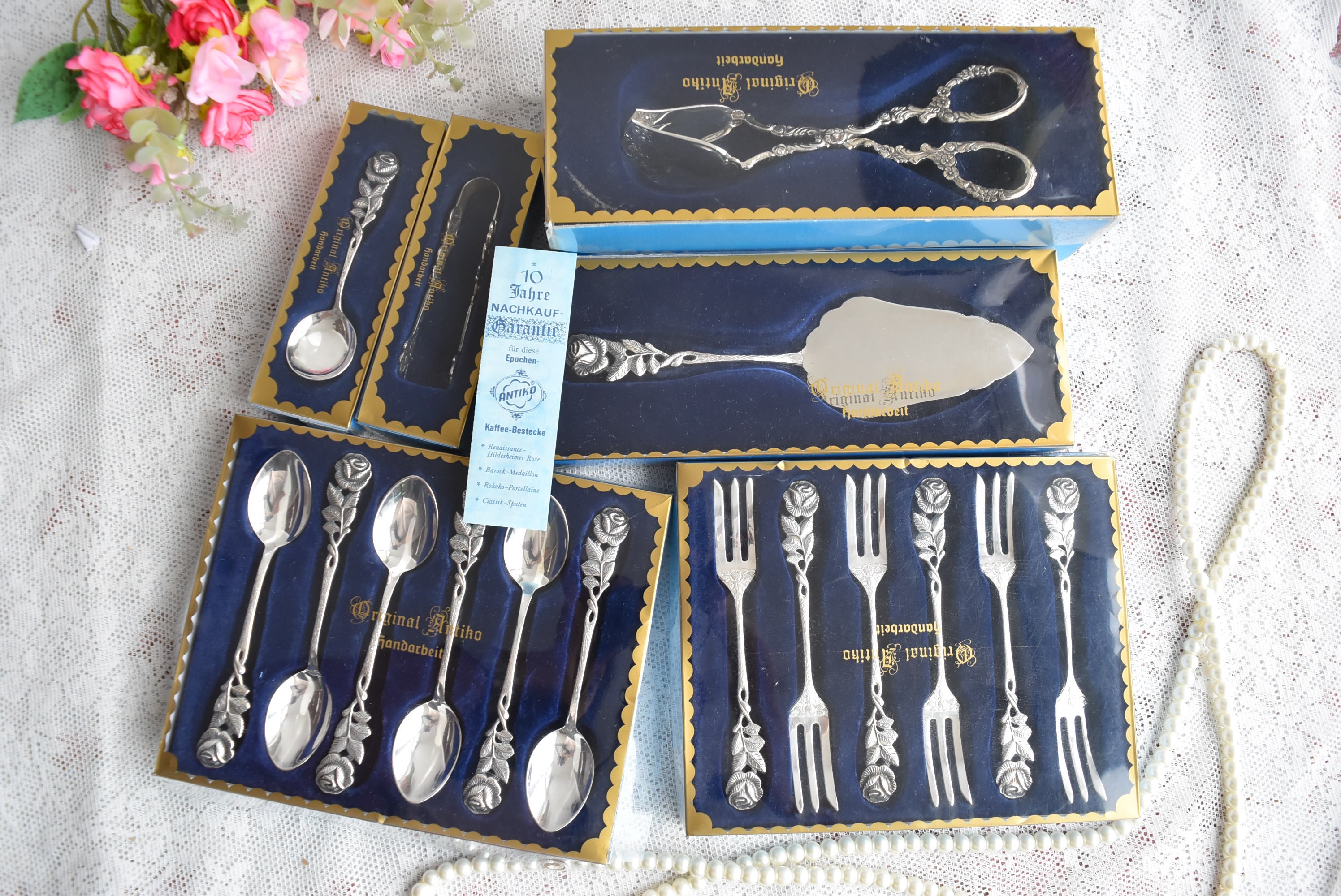 Antiko 100 Vintage Silver Spoon Set Teaspoons Coffee Spoons Silver