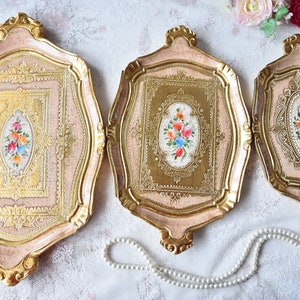 Handmade Italian wooden tray  set oval handpainted