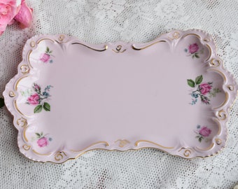 Vintage plate porcelain tray pink porcelain Slav porcelain pink tray set HC vintage tray rose porcelain vintage porcelain dish