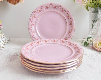 Vintage plate set porcelain dish pink porcelain Slav porcelain pink dish set HC vintage dessert dish rose porcelain vintage porcelain dish