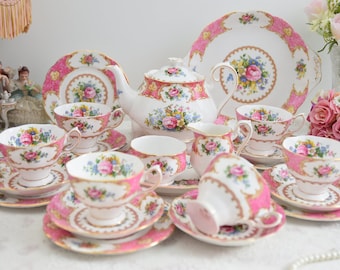 Lady Carlyle porcelain tea set by Royal Albert  Bone China made in England