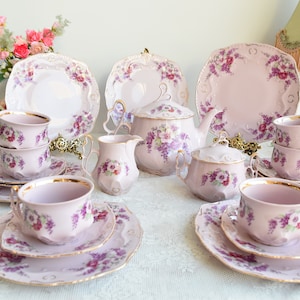 Sammlerstücken Porzellan Tee-Service-Set, Rosa Porzellan Set Vintage, Vintage Rosa Porzellan mit einzigartiger Teekanne, Teeservice mit Teekanne, Rosa Porzellantasse