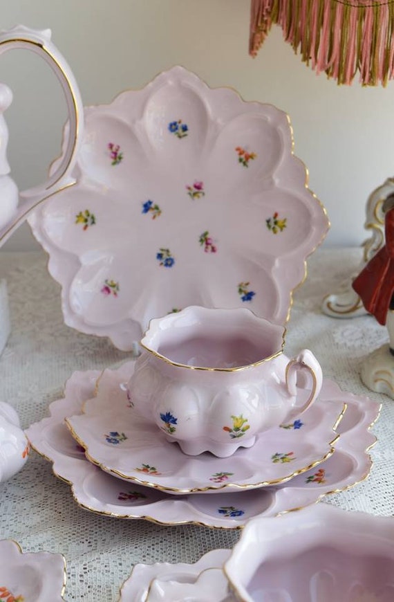 Juego de té vintage Baviera juego de té floral juego de taza de té juego de  taza de té floral de porcelana alemana -  México