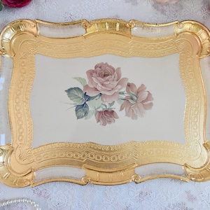 Handmade Italian wooden tray white rectangular shape