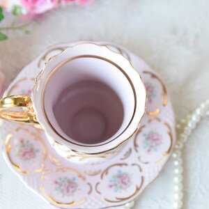 Vintage teacup and saucer pink porcelain by VV image 4