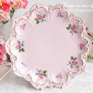 Cake plate  vintage cake plate pink porcelain cake plate