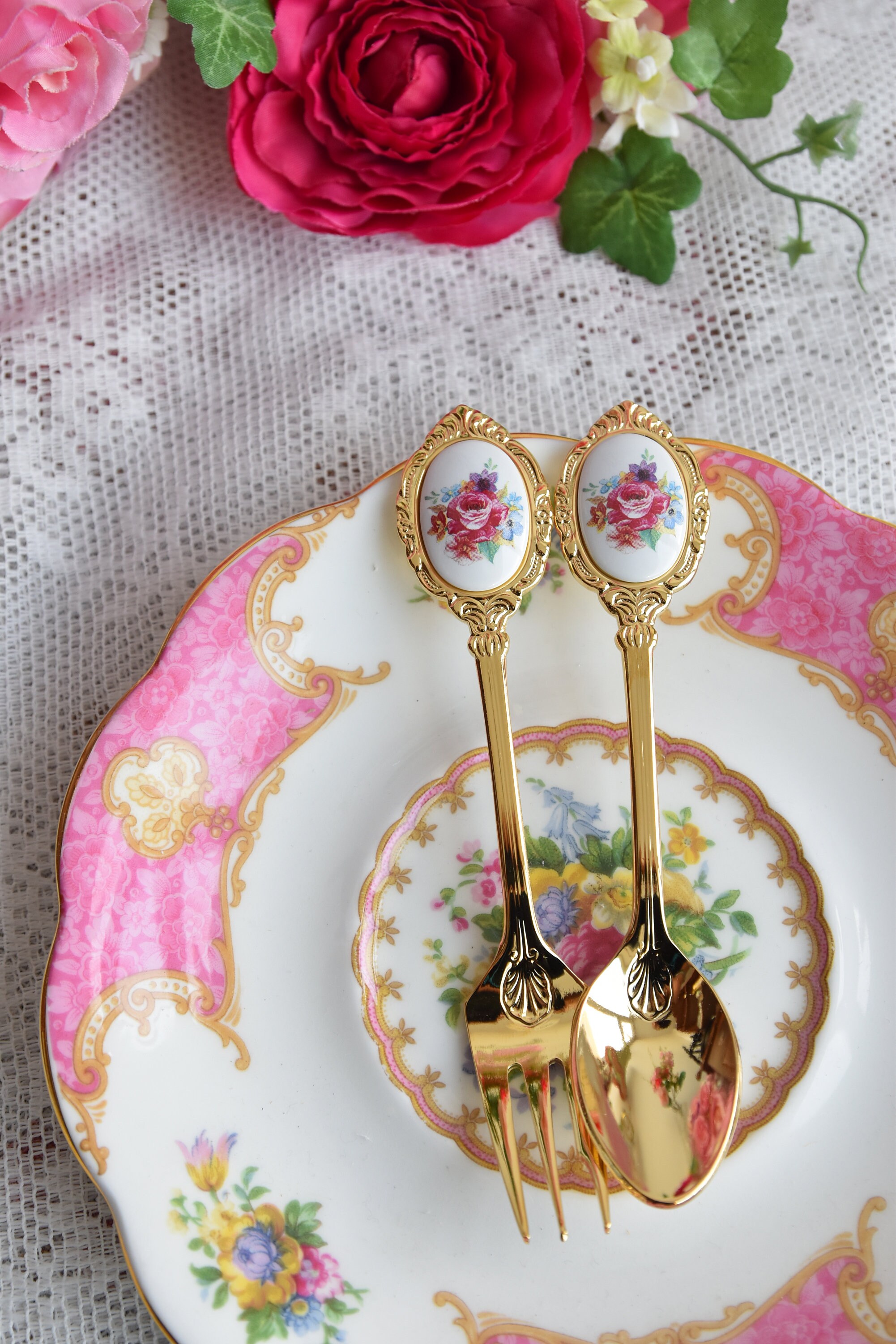 Fork and Spoon Set Vintage Style Cutlery Teaspoon and Fork Etsy