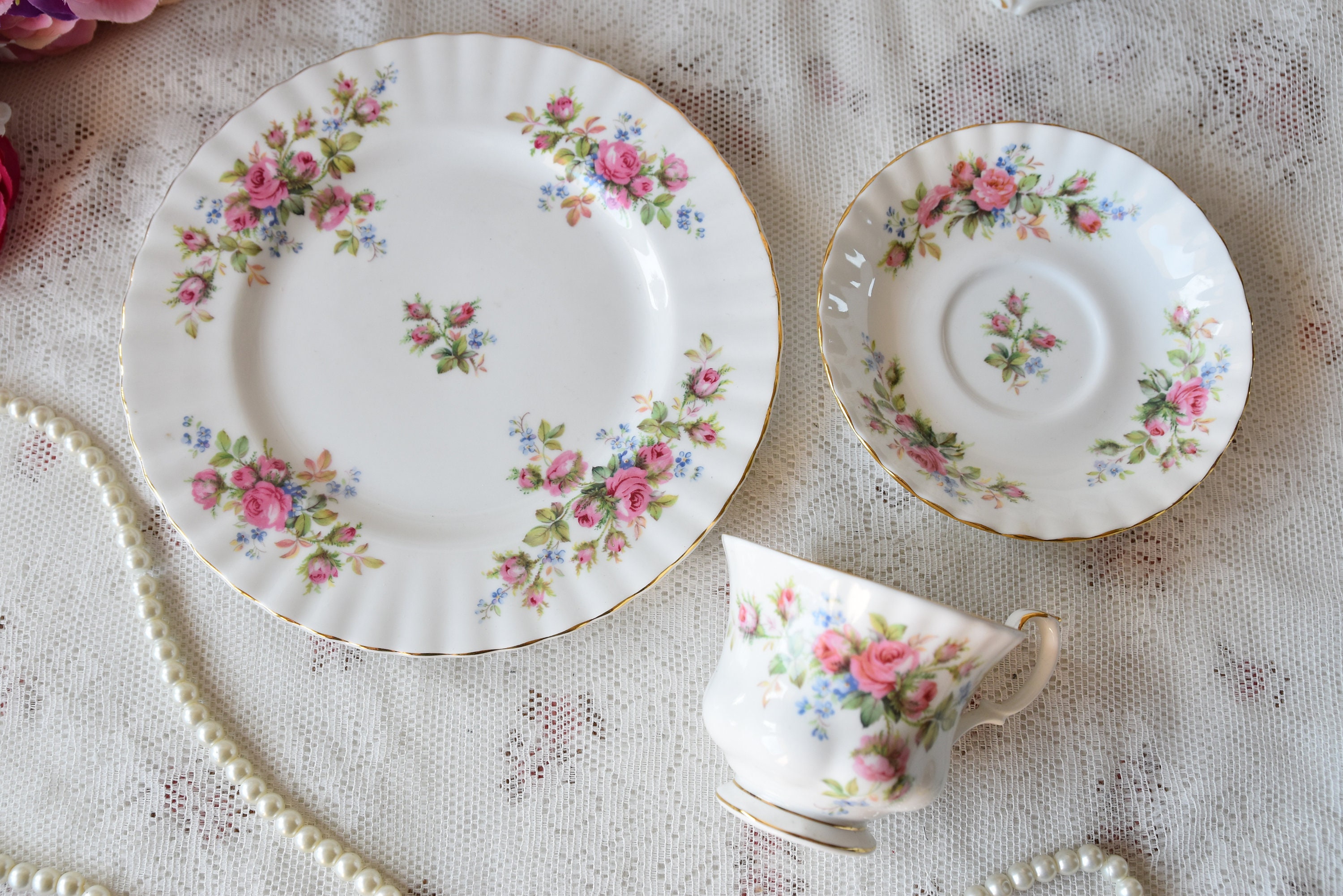 Royal albert tea cup english tea cup set Moss Rose England tea Etsy