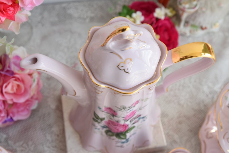 Pink Porcelain Tea Set Vintage Pink Porcelain Tea Set With Etsy