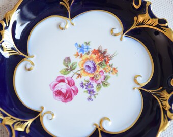 ヴィンテージ プレート コバルト 磁器 深皿 プレート イルメナウ