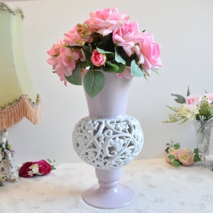 Vintage vase large porcelain vase porcelain big vase openworked vintage vase rose perfored porcelain vintage porcelain