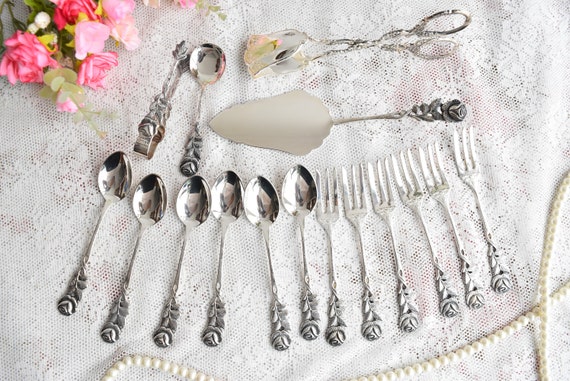 Antiko 100 Vintage Silver Spoon Set Teaspoons Coffee Spoons Silver