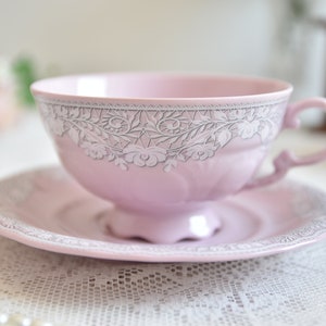 Vintage teacup and saucer pink porcelain by LL