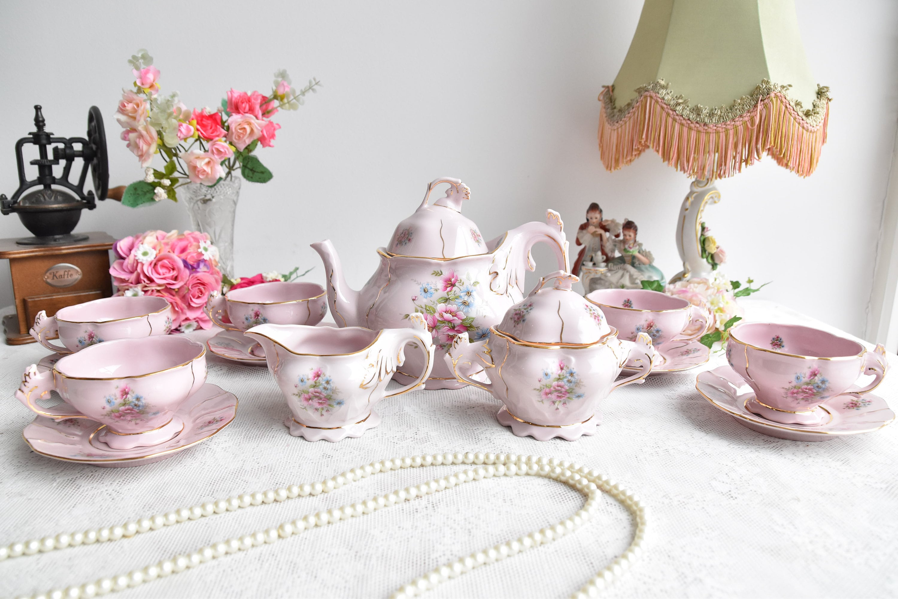 Vintage Tea Set Porcelain Tea Set by JL Vintage Tea Set for Six