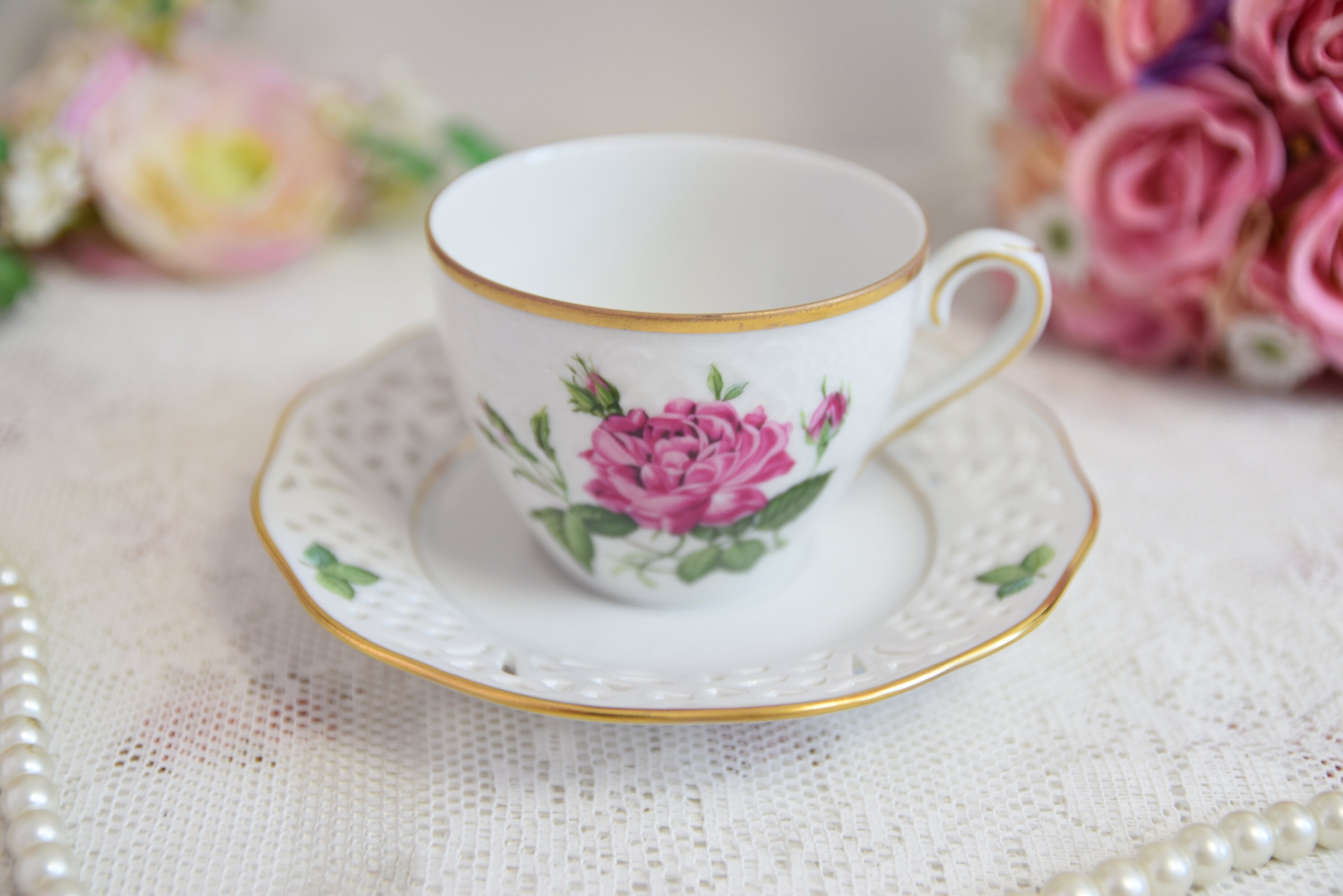 シューマン ババリア ドレスデン フラワー ピアス バスケット 盛り皿