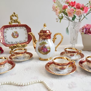 Vintage Bavaria White and Gold Porcelain Mokka Set – German Miniature Elegance