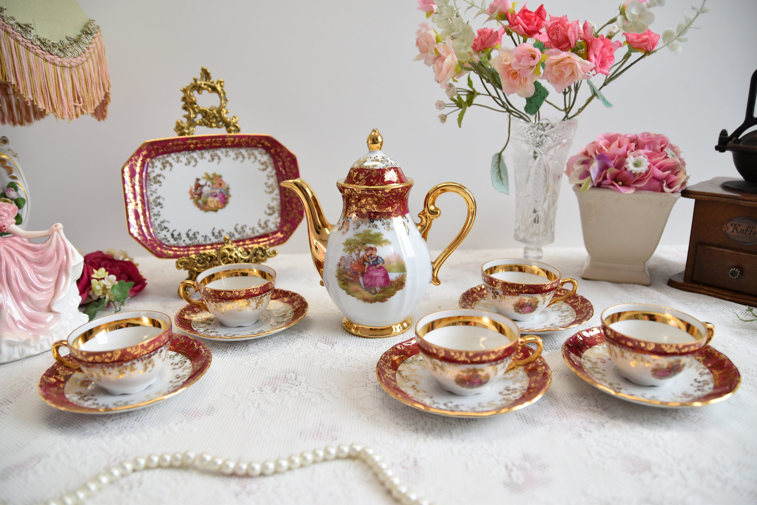 Bavaria ババリア　トリオセット Vintage Bavaria White and Gold Porcelain Mokka Set – German