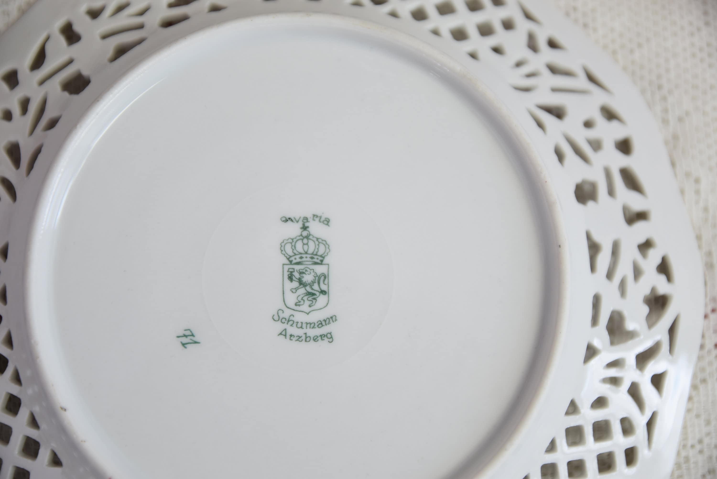 Schumann Arzberg Bavaria Vintage Plate With Reticulated Rim, Porcelain Plate Germany With 22 Carat Gold Edge Plate German Openwork Porcelain