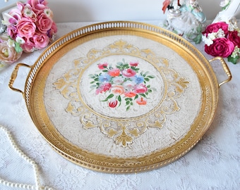 Tray decor for coffee table round Florentine tray