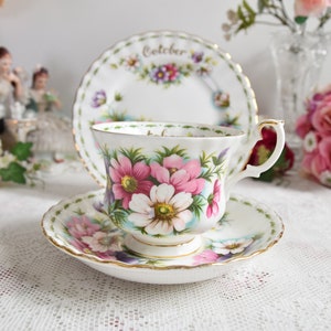 Flowers of the month October Royal Albert tea cup floral english tea cup set English porcelain bone china teacup